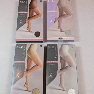 Silk Impressions Pantyhose XXXL (8 pairs) New in Box Sheers Nylons Womens hose